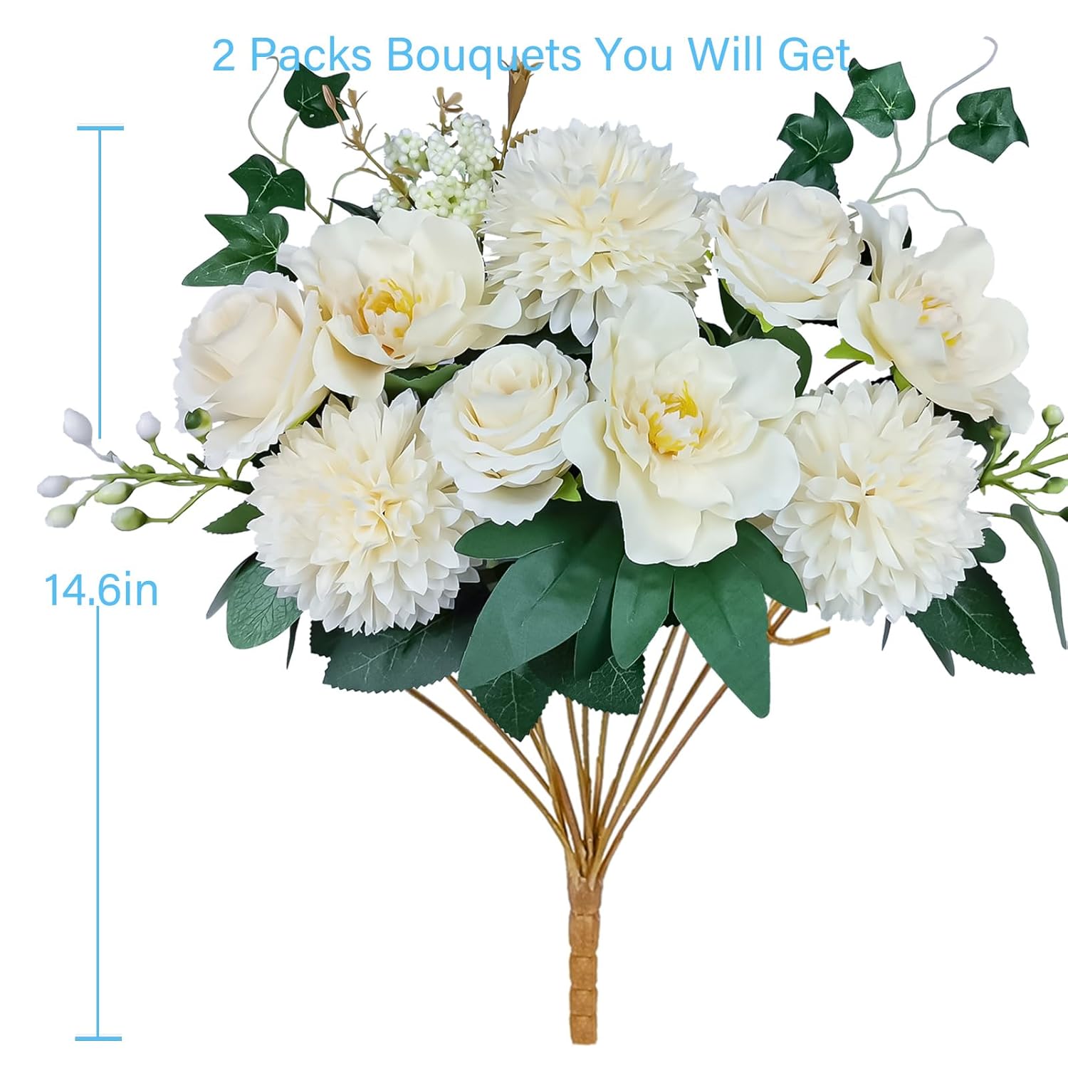 Premium Champagne Silk Artificial Flower Bouquets, Tan Nude Fake Flowers Decoration, Cream Faux Floral Arrangements For Wedding Bridal Bouquets, Home Decor, Baby Shower, Table Centerpieces