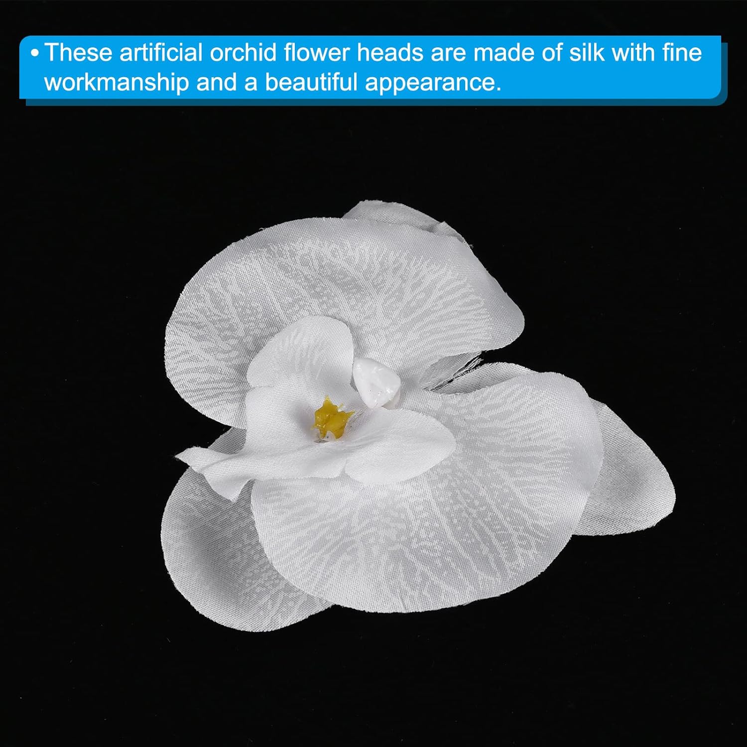 9Cm/3.5" Artificial Orchid Flower Heads, 20 Pack Silk Phalaenopsis Fake Butterfly Orchid Heads For Wedding Floral Bouquet Decor Diy Craft Making, Pure White