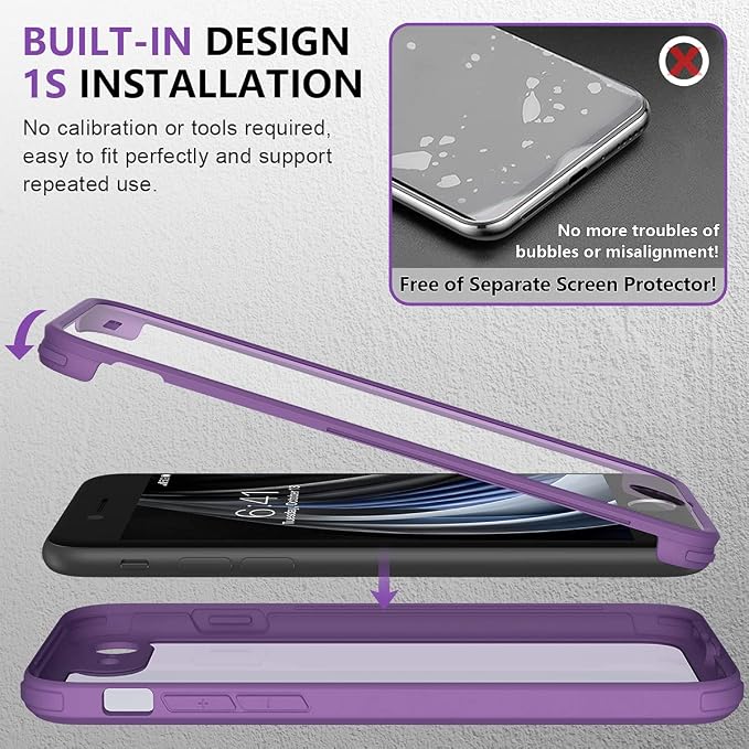 Crossbody Phone Lanyard Case with Zippered Pouch Adjustable Strap Purple