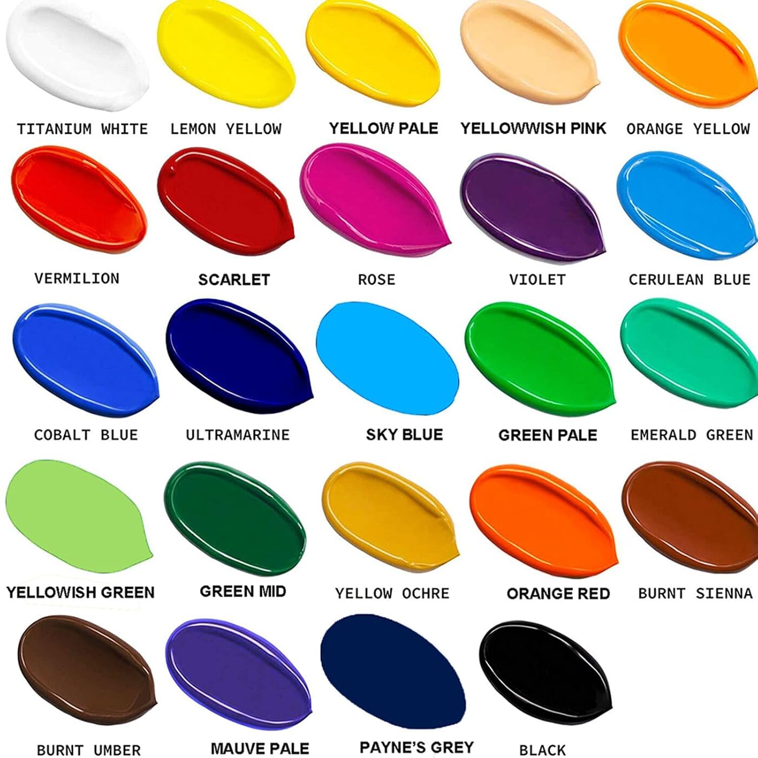 Acrylic Paint Set, 24 Color Acrylic Paint Rich Pigments&Water Proof For Artists Adults On Canvas Rocks Ceramic Fabric Wood Paints