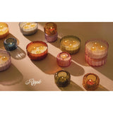 Paddywax Scented Candles Vintage Style Ripple Hand Blown Glass Collection Luxury Artisan Candle, 4.5-Ounce, Lavender - Salted Iris