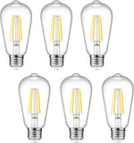 6 Pack Vintage LED Edison Bulbs ST58 6W 60W Equivalent 2700K Warm White Dimmable E26