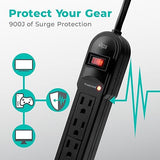 2 Pack 6 Outlet Surge Protector Power Strip 900 Joules 4FT Extension Cord Overload Protection Black