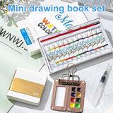 Tobios Watercolor Kit?Mini Travel Watercolor Paint Set,Pocket Artist Watercolor Set With Paint,Brush,Nano Palette,Walnut Wood,Wooden Paint Box For Painters Artists Students