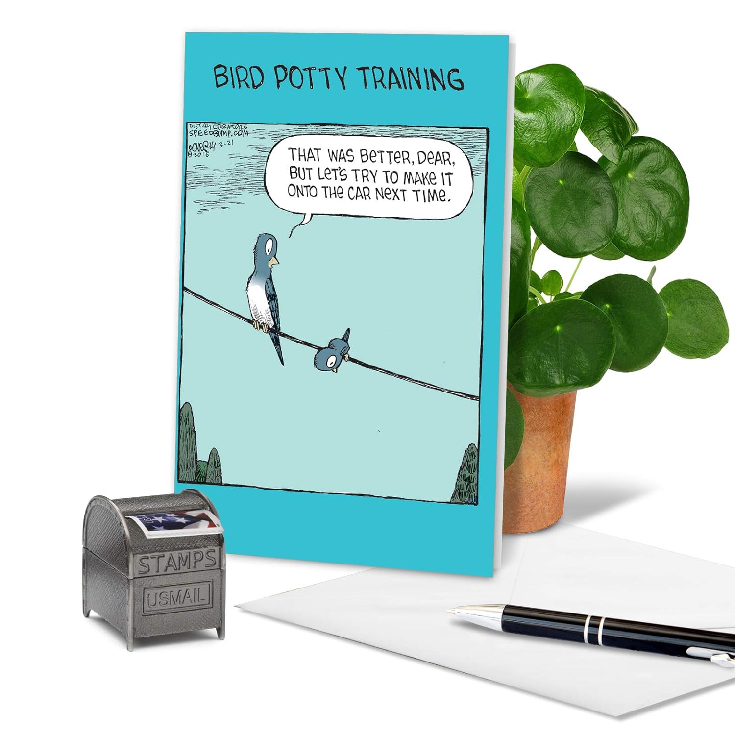 - Happy Mother'S Day Card Funny - Cartoon Humor, Mom Greeting Card With Envelope - Bird Potty Training C3568Mdg