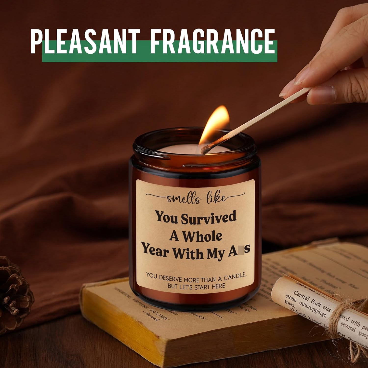 Scented Candle, 1St Anniversary Candle Gifts For Boyfriend, Girlfriend - 1 Year Paper Anniversary Happy Gifts For Couple, Him, Her - First, One Year Wedding Anniv. Presents For Husband, Wife