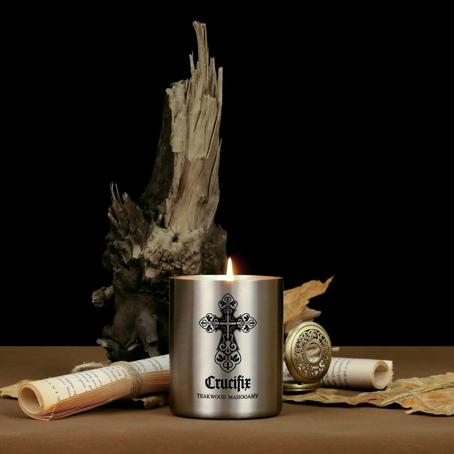 Gothic Scented Candle For Men - Strong Fragranced Masculine Candle Gift, 50+ Hours Burn Time - Mahogany Teakwood