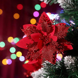 15 Pcs Poinsettia Flowers Artificial Poinsettia,Christmas Decorations Poinsettias Artificial Christmas Flowers,Christmas Tree Flower Decorations With Stems Diy Xmas Wreath New Year Party Ornament