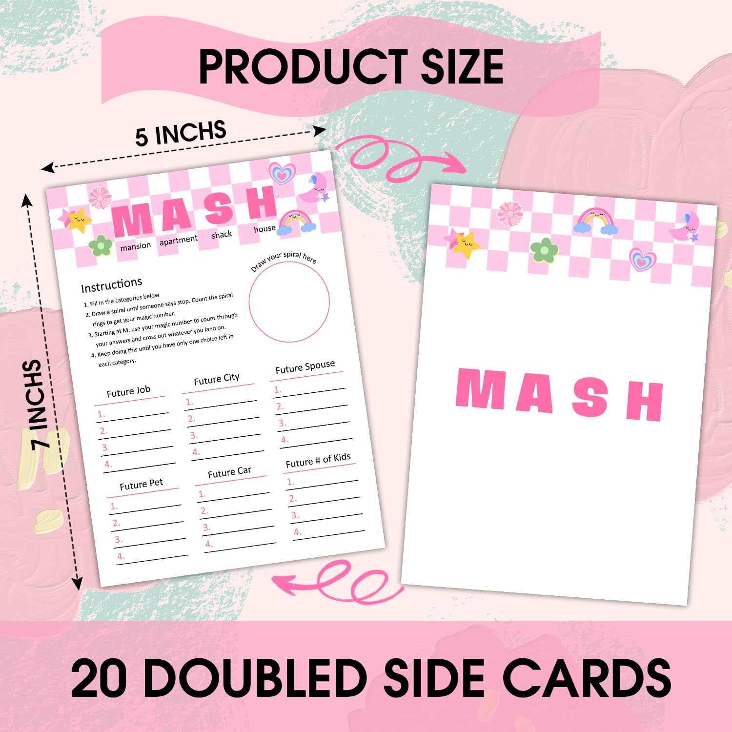 Mash - Pajama Slumber Party Games Sleepover Party Supplies For Girls, Sleepover Birthday Party Games Favor Decoration And Supplies For Her Girls Teenager Adult, Set Of 20 Games Cards -08