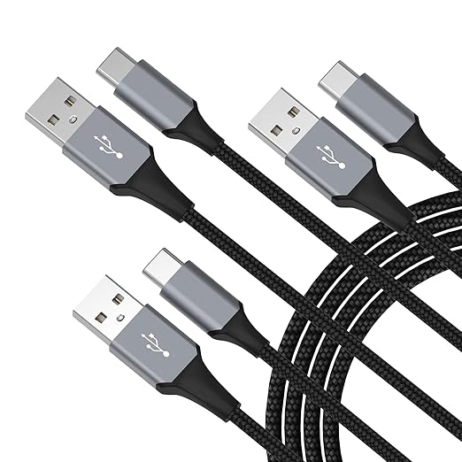 3 Pack USB A to USB C Fast Charging Cable 3FT 6FT Nylon Braided Cord