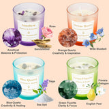 Scented Candles With Healing Crystals, Set Of 4 Soy Candle With Crystals Healing Stones, Aromatherapy Candle Clearance Gifts For Women, Rose Sage Amethyst Wax Candles, Bathroom Candles For Relaxation