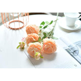 Faux English Cabbage Rose 4 Branch 12 Stems Bundle Mixed Blooms & Buds Spays In Peach Pink, Artificial Silk Flowers & Fake Greenery, Indoor Outdoor Wedding Home Decor