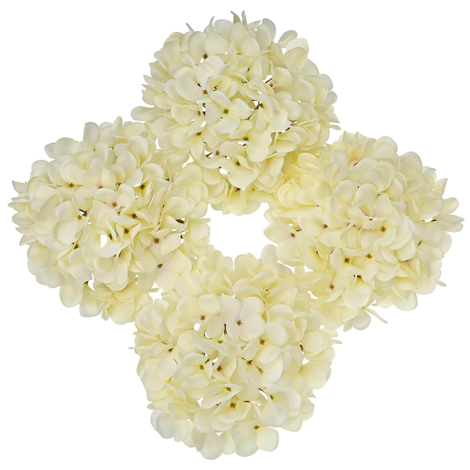 White Silk Hydrangea Artificial Flowers Heads 7.4Inch Large Fake Hydrangea 4Pcs Full Faux Flowers With Stems For Wedding Party Table Centerpieces Flower Arrangement Home Decor