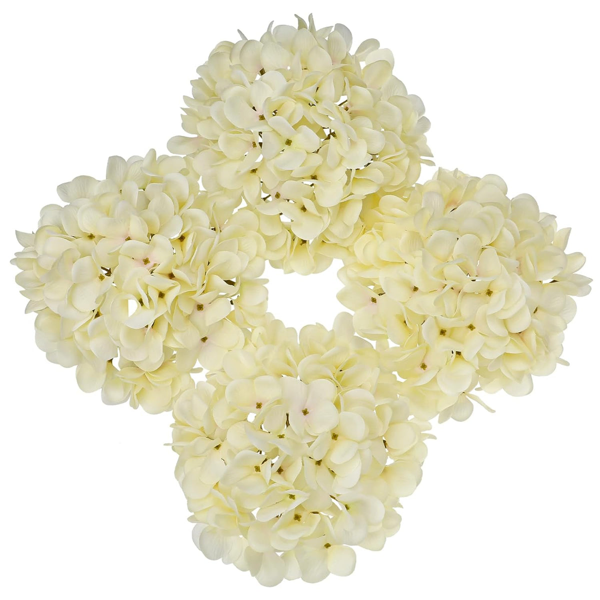 White Silk Hydrangea Artificial Flowers Heads 7.4Inch Large Fake Hydrangea 4Pcs Full Faux Flowers With Stems For Wedding Party Table Centerpieces Flower Arrangement Home Decor
