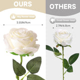 50Pcs Roses Artificial Flowers Bulk,Realistic Long Stem Fake Silk Roses For Wedding Centerpiece Table Vases Party Home Kitchen Diy Bouquets Decor?Off White?