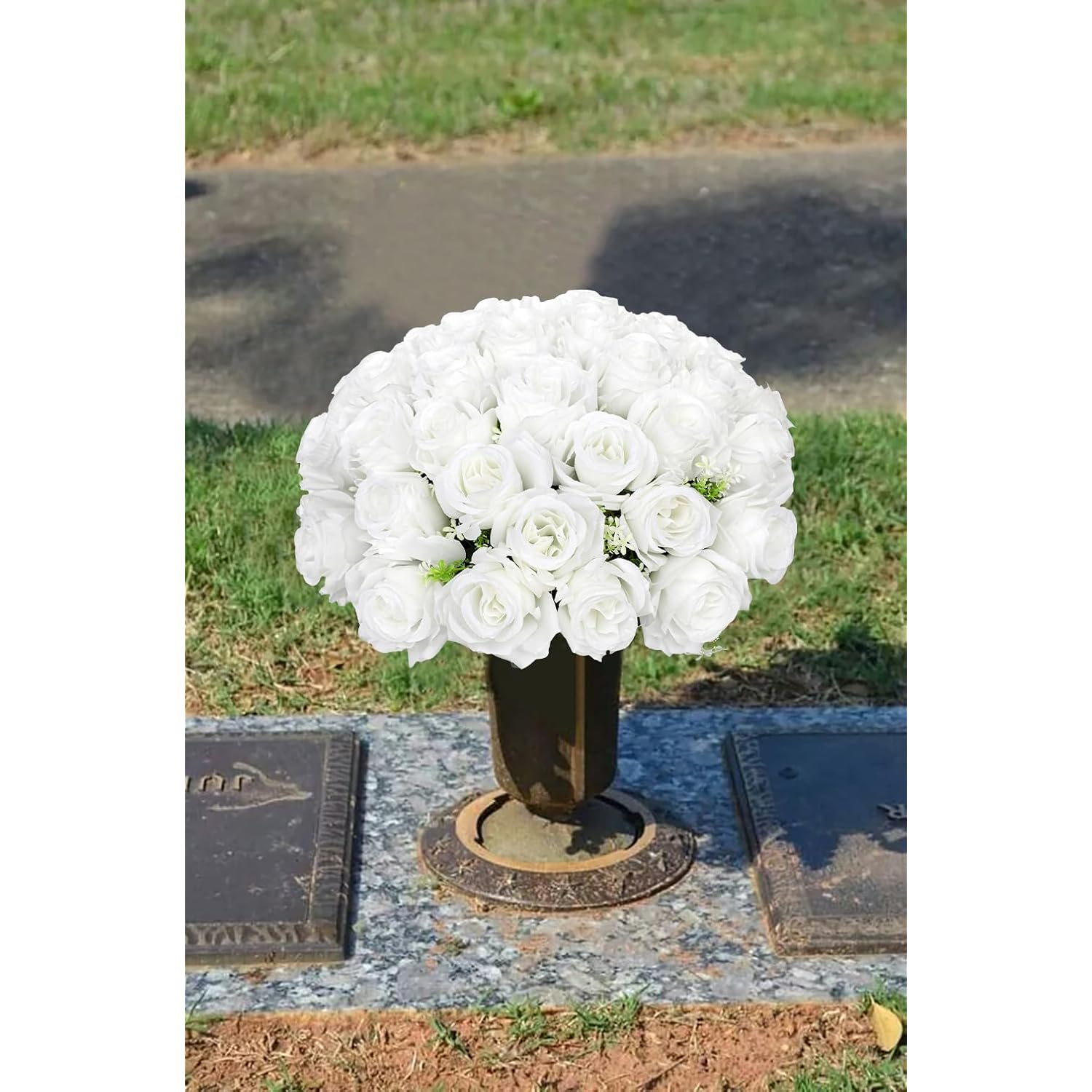 White Roses Artificial Flowers, 2 Pack Rose Fake Flower Bouquets Realistic Faux Silk Flowers For Vase Bridal Bouquet Wedding Centerpieces Arrangements Home Décor