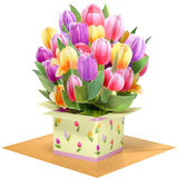 Paper Flower Bouquet Pop Up Cards, Tulip 3D Popup Birthday Cards, Greeting Cards, Easter Cards, Get Well Soon Cards Gifts For Women Wife Mom Friends Female