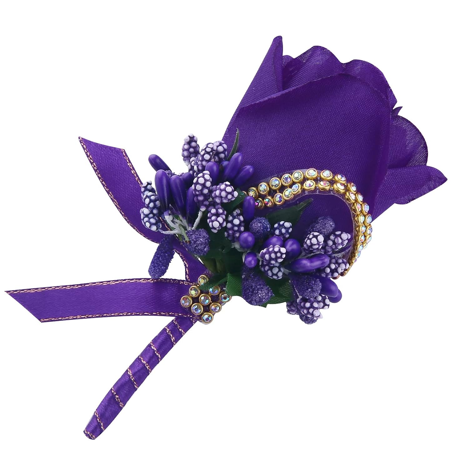 Purple Wedding Rose Boutonniere With Pins For Men Wedding Groomsmen Best Man, Groom Boutonnieres For Party Prom Anniversary (Boutonniere-Purple, 6 Packs)