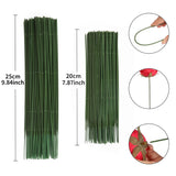 200Pcs Floral Wire Stems, 7.87Inch/9.84 Inch Dark Green Bouquet Stems 2Mm Diameter For Flower Arrangements, Diy Crafts And Making Supplies
