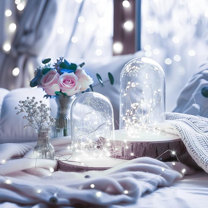 100 LED Fairy Lights 33FT Pure White Firefly String Lights Waterproof Copper Wire for Bedroom Wedding Party Christmas Decor