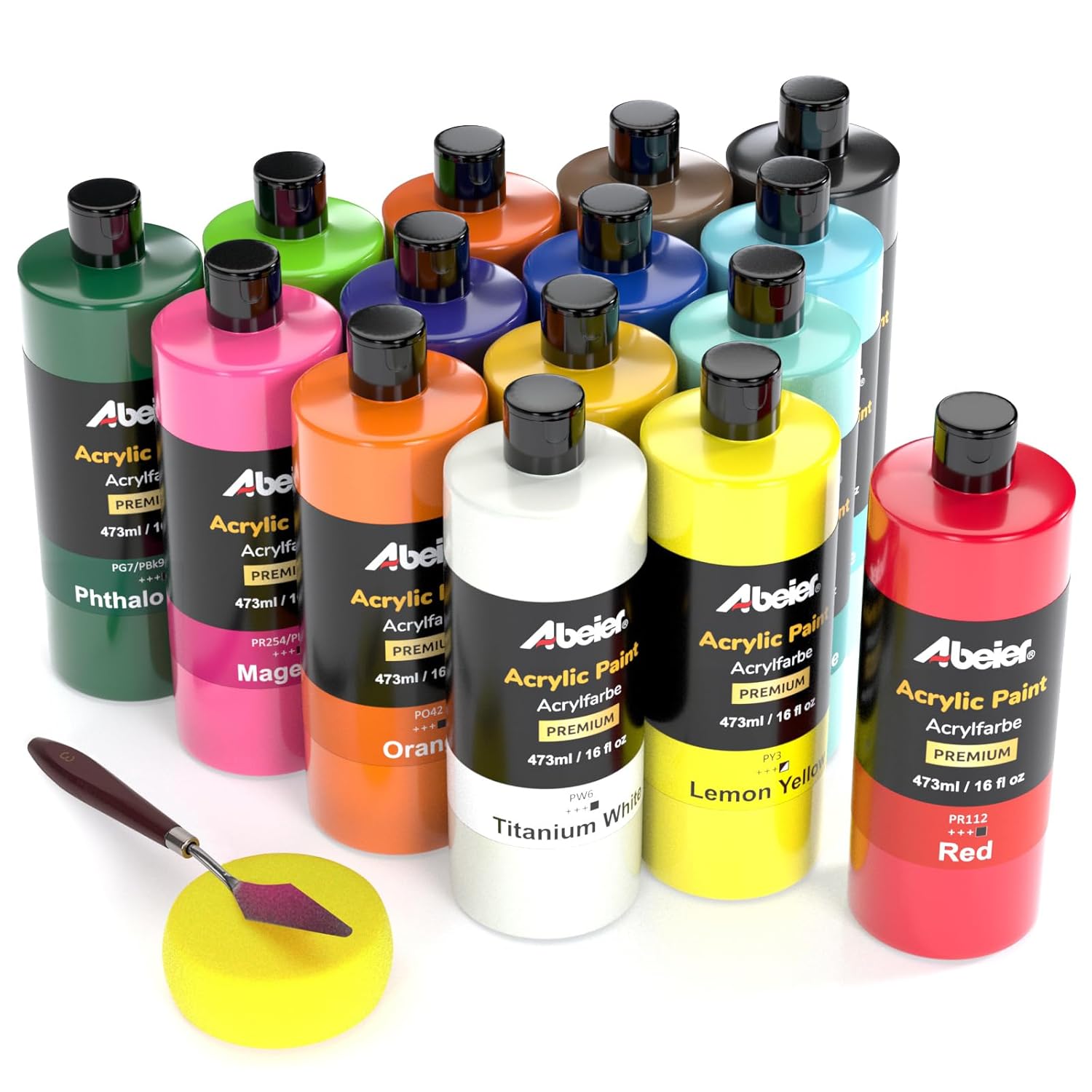 Large Bulk Acrylic Paint Set, 15 Colors (473 Ml/16 Fl Oz), Matte Finish, Rich Pigments, Non-Toxic Paints For Painting On Canvas Crafts Wood Ceramic, Ideal For Beginners And Students
