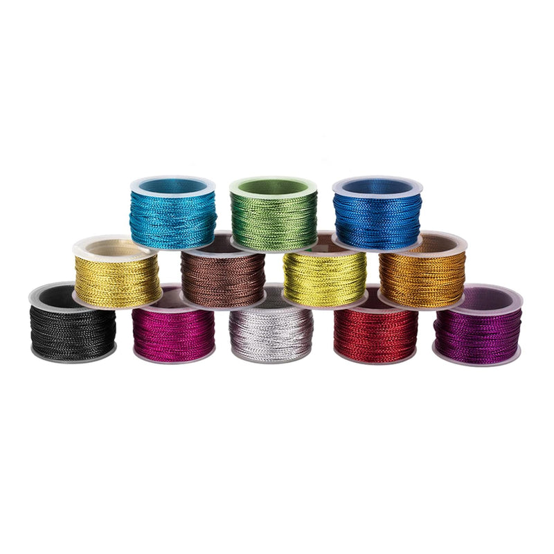 12 Rolls Nylon Metallic Tinsel Cords 252 Yards 1Mm Ribbon Cord Gift Wrap Ribbo