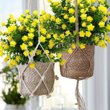 8 Bundles Artificial Flowers Outdoor Fake Mums Uv Resistant Plastic Flowers Faux Plants Indoor Outside Garden Porch Patio Window Box Wedding Home Décor (Yellow/8Pcs)