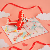 Love Biplane Pop Up Card, Happy Valentine'S Day, Cloud, Heart, 3D Popup Greeting Cards, Ideal Gifts For Wife, Husband, Lovers, Kids, Girlfriend, 5X7 - Includes Envelope And Message Note