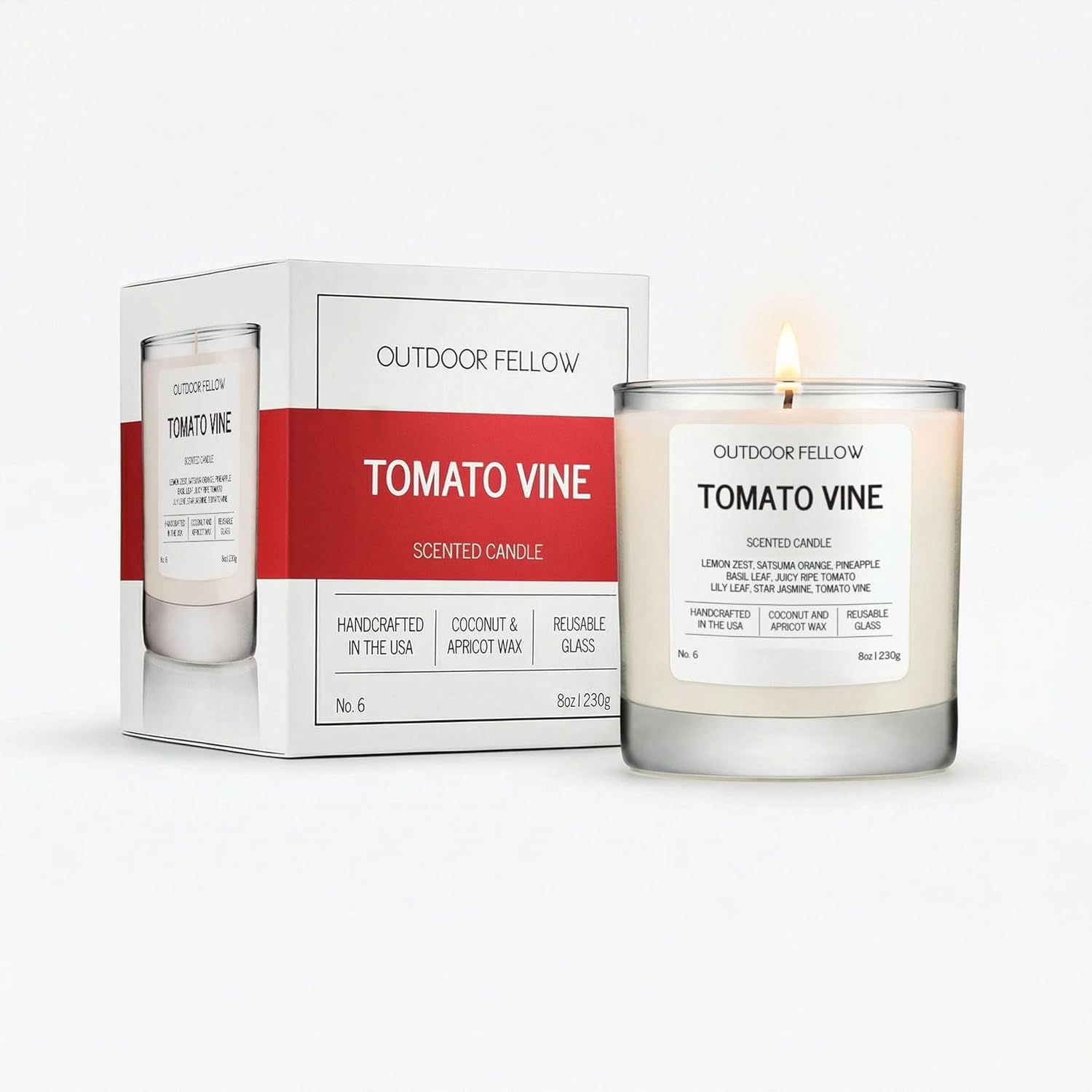 Tomato Vine Scented Candle – 8Oz Coconut Wax Blend – Strong Scent Throw – Inspired By Backyard Tomato Plants – Luxury Tomato Leaf Candle In Reusable Glass Jar