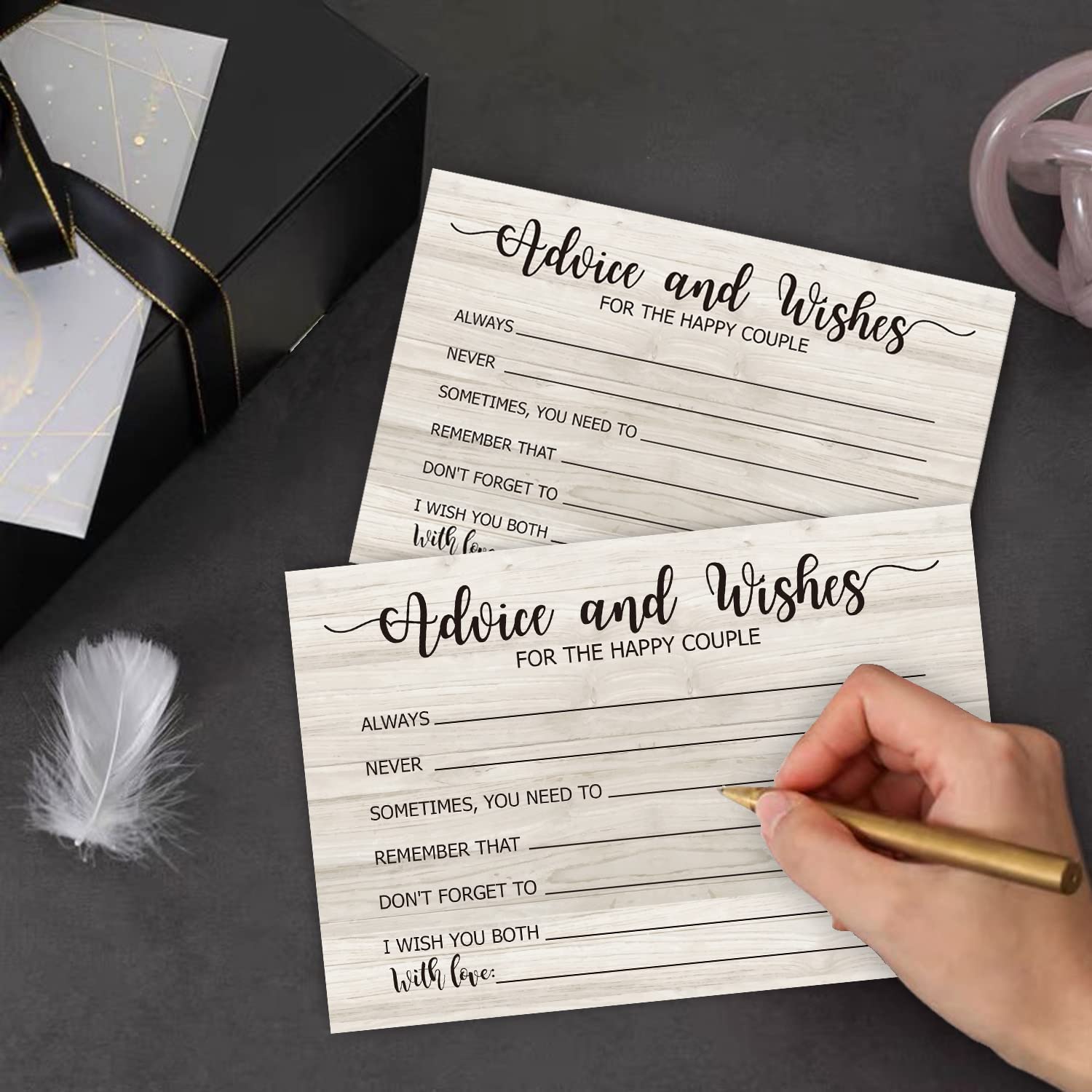 50 Wedding Advice And Wishes Cards, For Bride And Groom Weddings, Brida Shower Activity, Advice And Wishes For The Happy Couple (4" X 6")