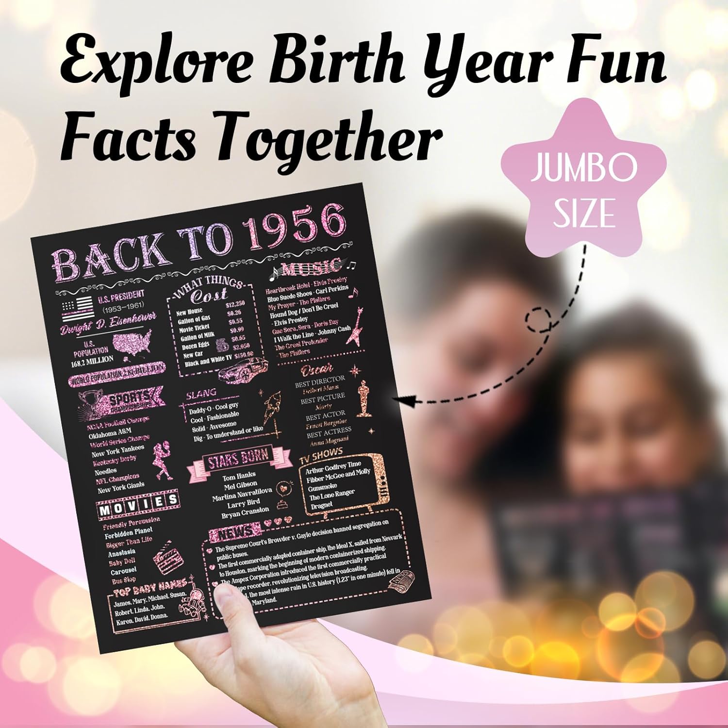 70Th Birthday Card For Women Her, Large 3D Pop Up 70Th Birthday Cards For Mom Grandma, Happy 70 Year Old Birthday Decorations For Wife Sister Funny Birthday Gifts, Back To 1956, Pink