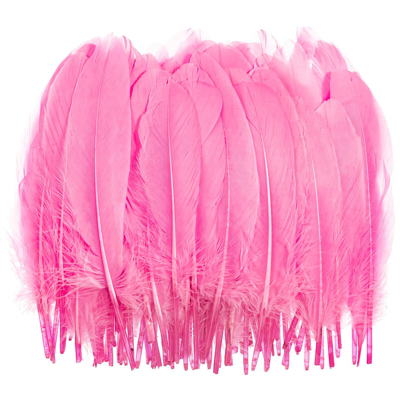 100 Pcs Natural Pink Goose Feathers In Bulk 6-8 Inch(15-20 Cm) For Cupcake Dec