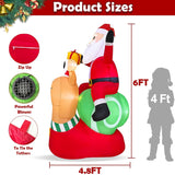 6 Ft Funny Christmas Inflatable Outdoor Decoration, Light Up Christmas Santa Riding Snail Built-In 6 Leds Lights, Blow U