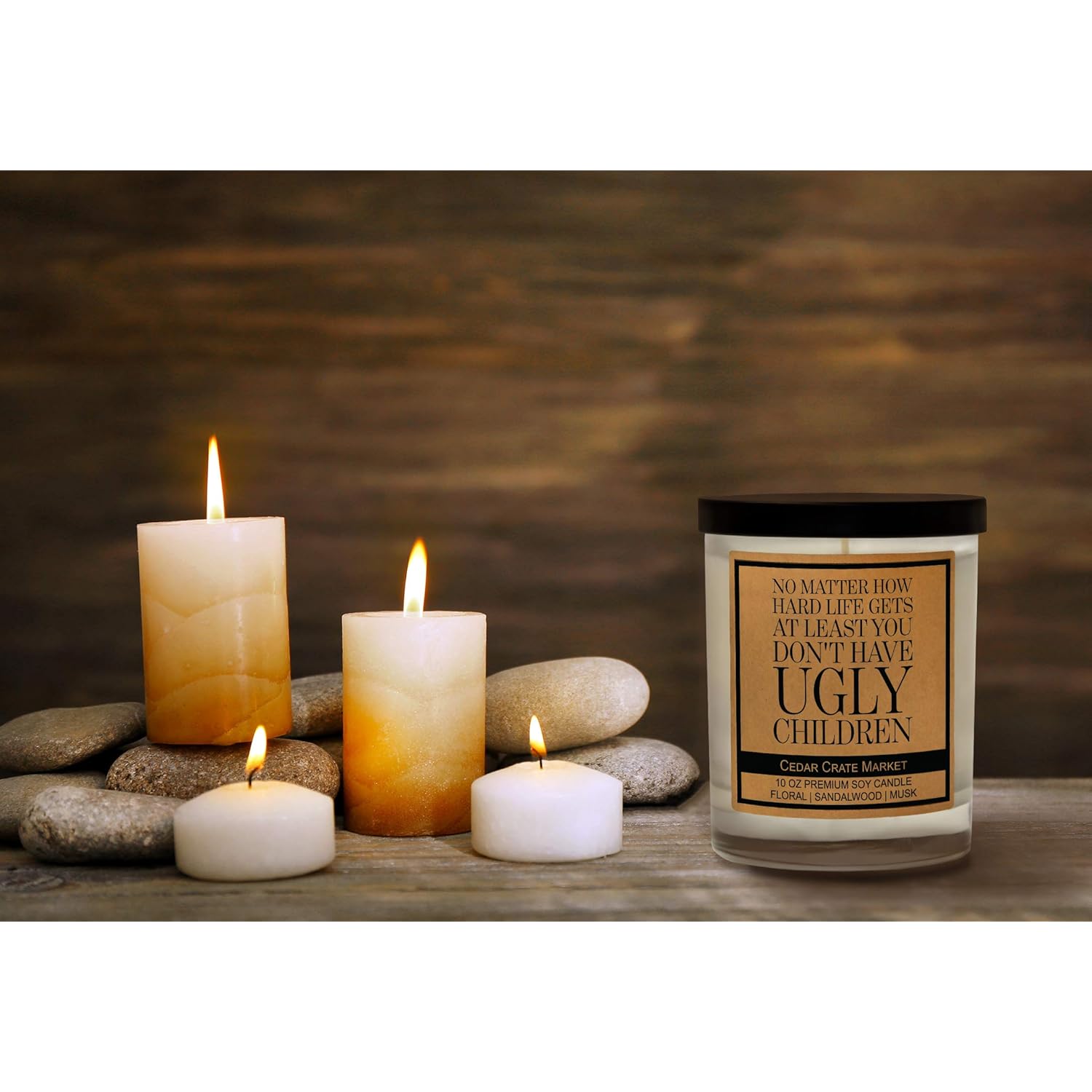 Mom Gifts For Women | Ocean Salt + Sea Sandalwood + Citrus Scented | No Matter How Hard Life Gets | Funny Candle Gifts For Mama Funny Gift | 13.5 Oz Jar, 10 Oz. Soy Wax | 50+ Hr Burn - Made In Usa