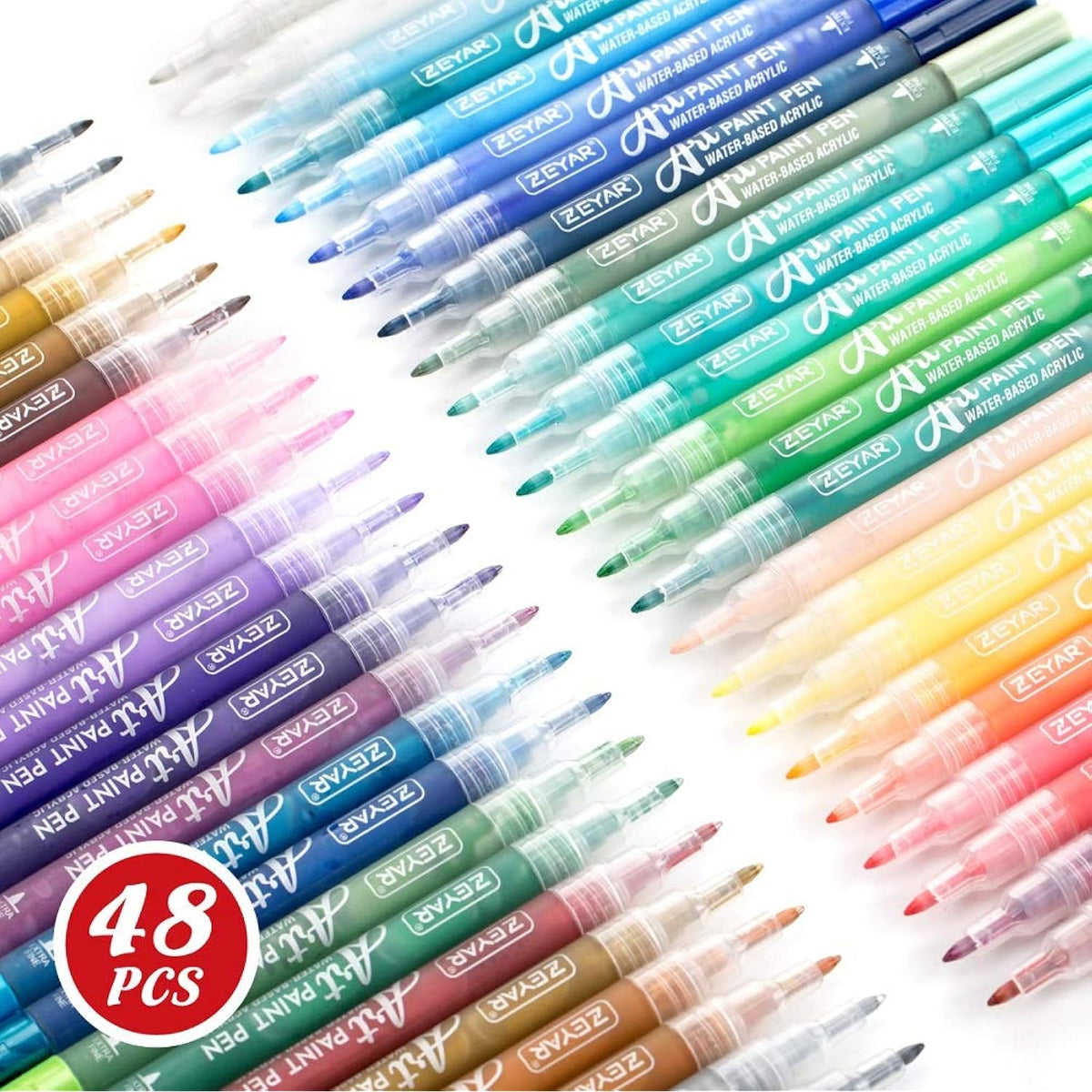 Acrylic Paint Pens, Expert Of Rock Painting, Extra Fine, 48 Colors, Ap Certified, Permanent&Waterproof Ink, Works On Rock, Wood, Glass, Metal, Ceramic And Nearly All Surfaces (48 Colors)