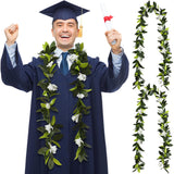 2 Pcs Hawaiian Graduation Lei 6.56 Ft Maile Lei Green Garland White Tuberose 2026 Graduation Gift Leaf Flower Necklace For Wedding Hawaiian School Ceremony Luau Aloha Summer Party Supplies