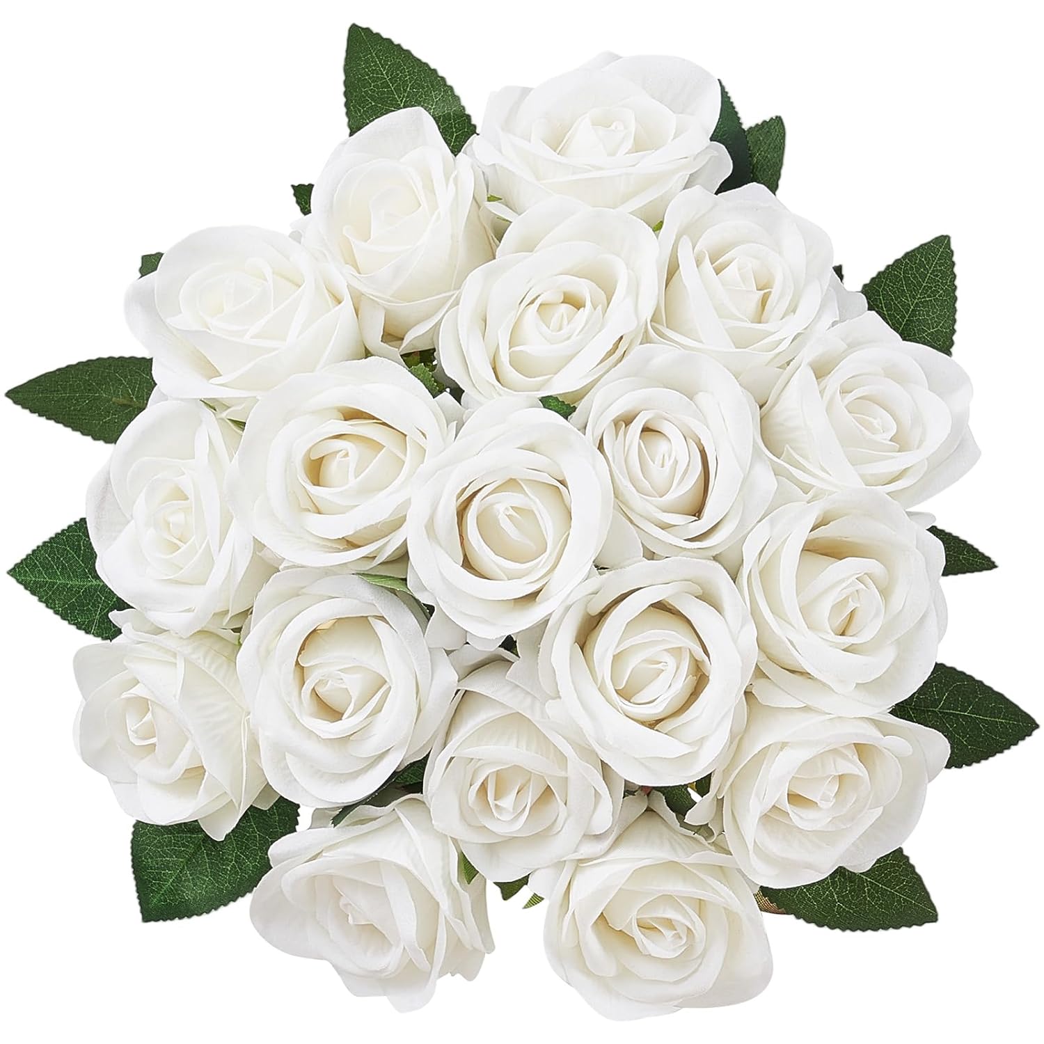 VEVOR Artificial Flowers, 120 pcs Real Looking White Foam Fake Roses Bulk, White Faux Bridal Shower with Stems for DIY Wedding Bouquets, Home Centerpieces Arrangements, Party Tables Decorations