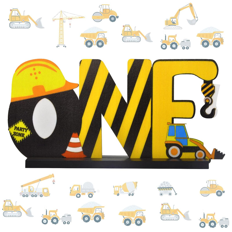 Construction Truck One Letter Sign Wooden Table Centerpieces, Construc