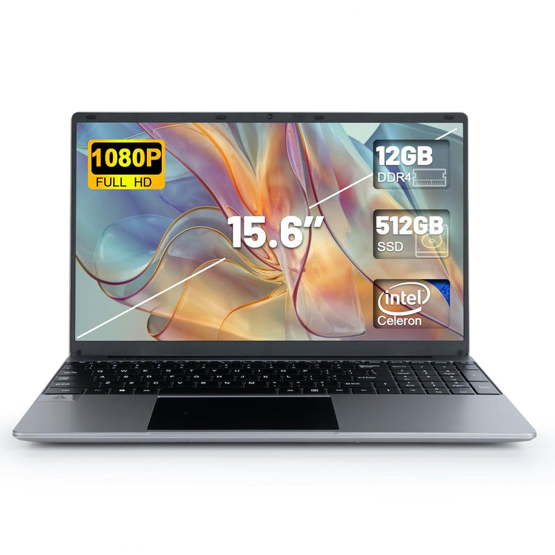 Laptop Computer|15.6" Laptop|12Gb Ram 512Gb Rom|Intel Celeron Quad-Core Proces