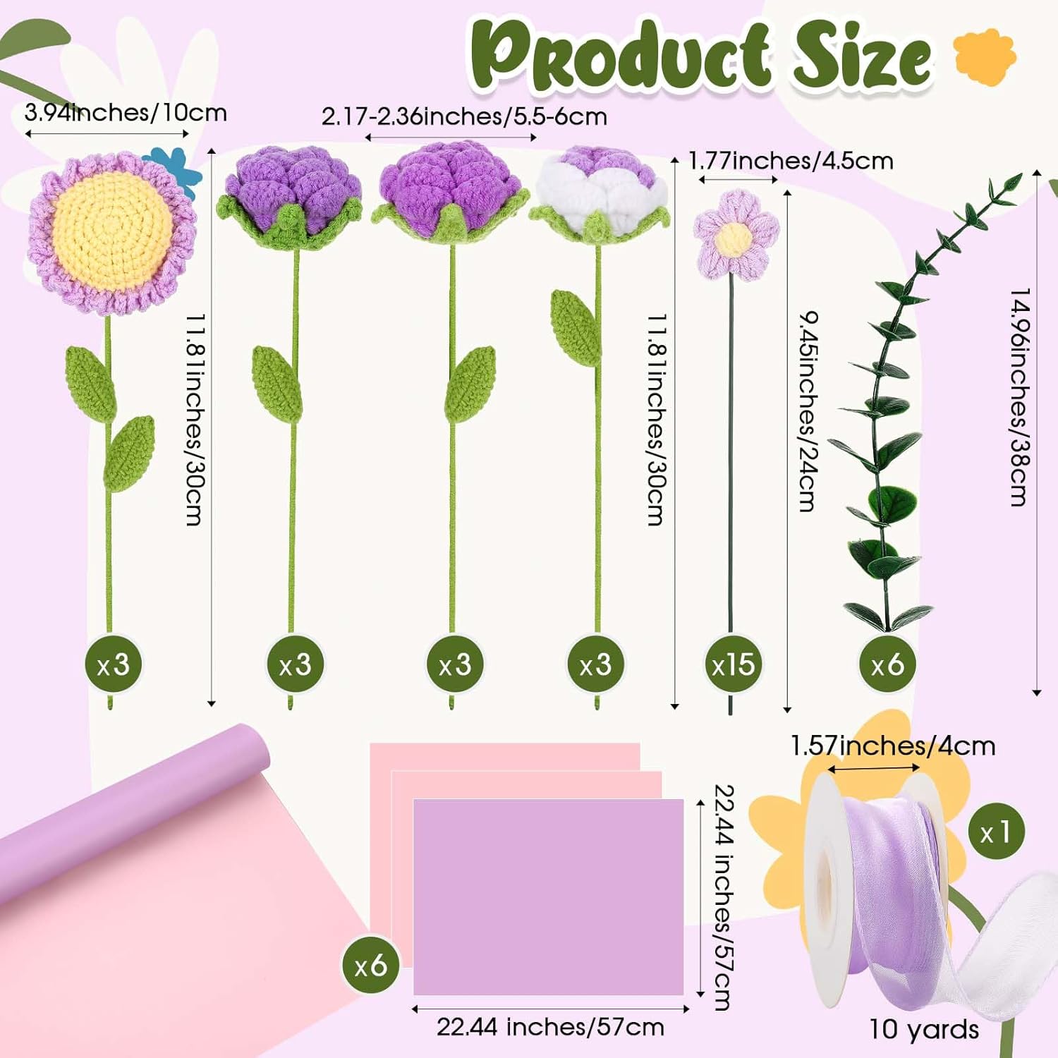 27 Pcs Crochet Flower Bouquet Gifts For Valentine'S Day, Handmade Knitted Crochet Flower Bouquet With Roses Sunflowers Daisies For Women Girlfriend Valentine'S Day(Exquisite,Purple Series)