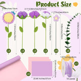 27 Pcs Crochet Flower Bouquet Gifts For Valentine'S Day, Handmade Knitted Crochet Flower Bouquet With Roses Sunflowers Daisies For Women Girlfriend Valentine'S Day(Exquisite,Purple Series)