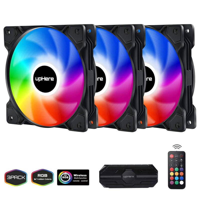 120Mm Rgb Led Case Fan,Remote Control,Quiet Edition High Airflow Adjustable Co