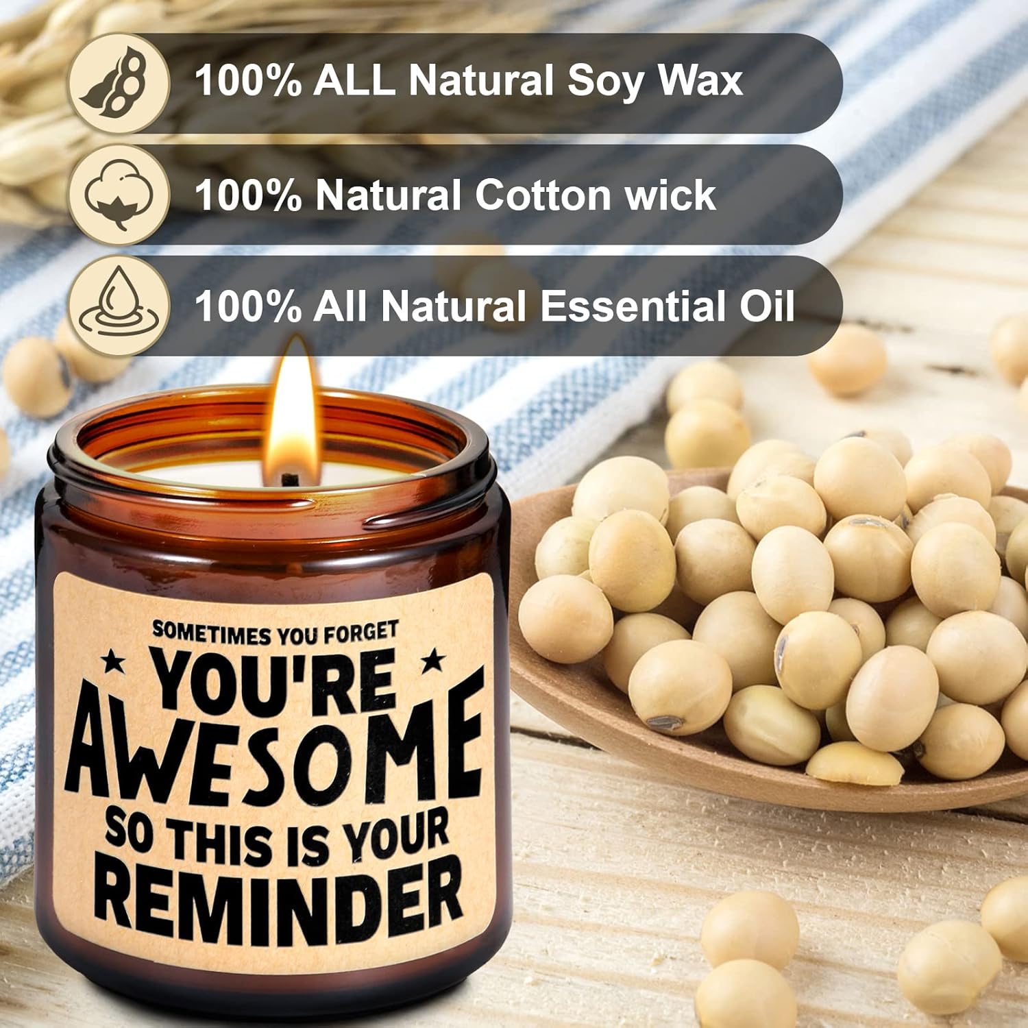 Scented Candle Gifts For Women - Inspirational, Cheer Up Gift For Her, Him - Gag Gifts For Friend, Coworker, Congratulations, Graduation, Passed Exam, New Job Present, Mom Mothers Day Gift