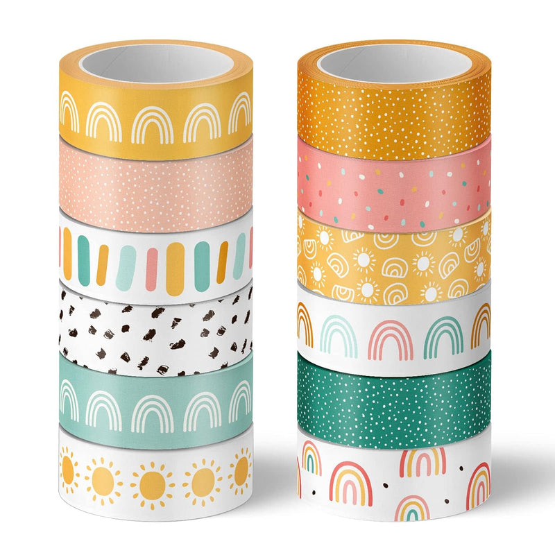 12 Roll Boho Theme Washi Tapes Boho Style Rainbow Sun Pattern Washi Ma