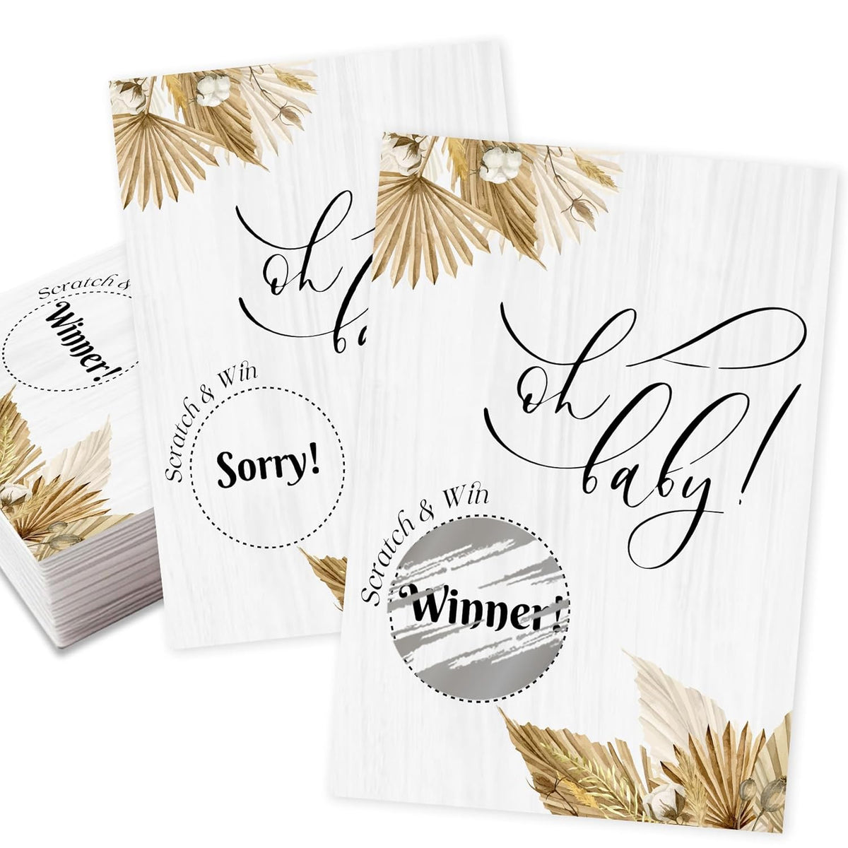 Minimalist Baby Shower Scratch Off Game | Simple Scratch Off Game For Baby Shower Party | 40 Pcs