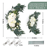 Wedding Arch Flowers 2 Pack, Artificial White Roses And Greenery Swag For Welcome Sign Decorations, Ceremony Backdrop, Reception Arch Decor