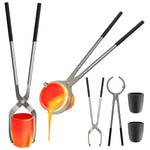 #6 (13.2Lbs-6Kg) Crucible Tongs Set With Lifting Tongs, Pouring Tongs And 2 Graphite Crucibles For Casting And Melting Metal