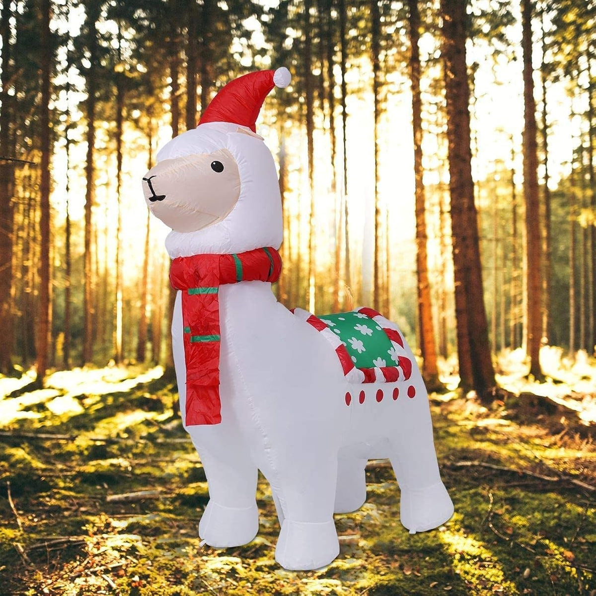6 Feet Inflatable Christmas Alpaca Holiday Lighted Blow Up Yard Decoration Alpaca Christmas Inflatable Llama Outdoor Déc
