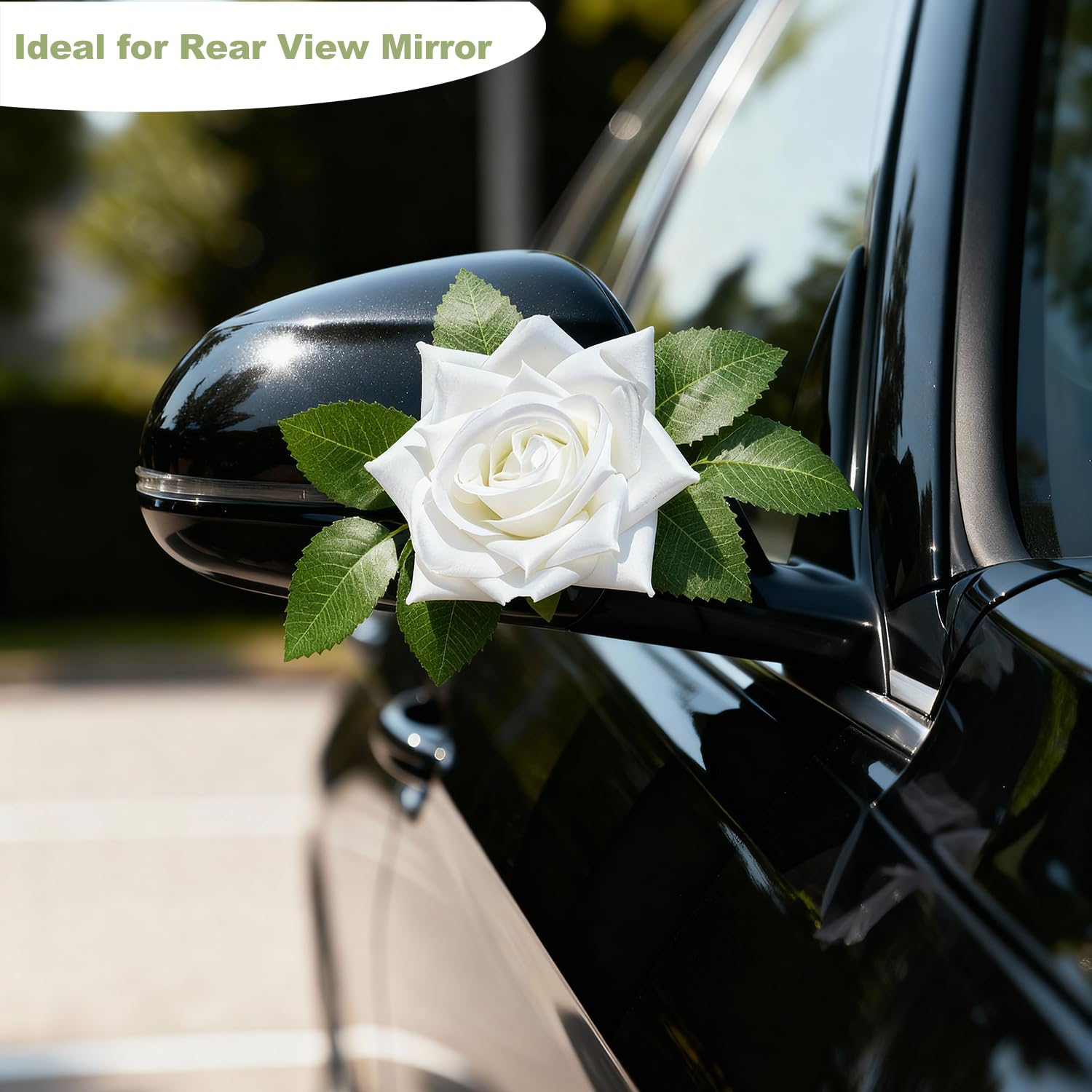 Heart-Shaped Wedding Car Hood Decoration With Angel Wing Design, Artificial Flowers And White Tulle Ribbons, Just Married Car Decal, Bridal Car Accessories For Wedding Celebration