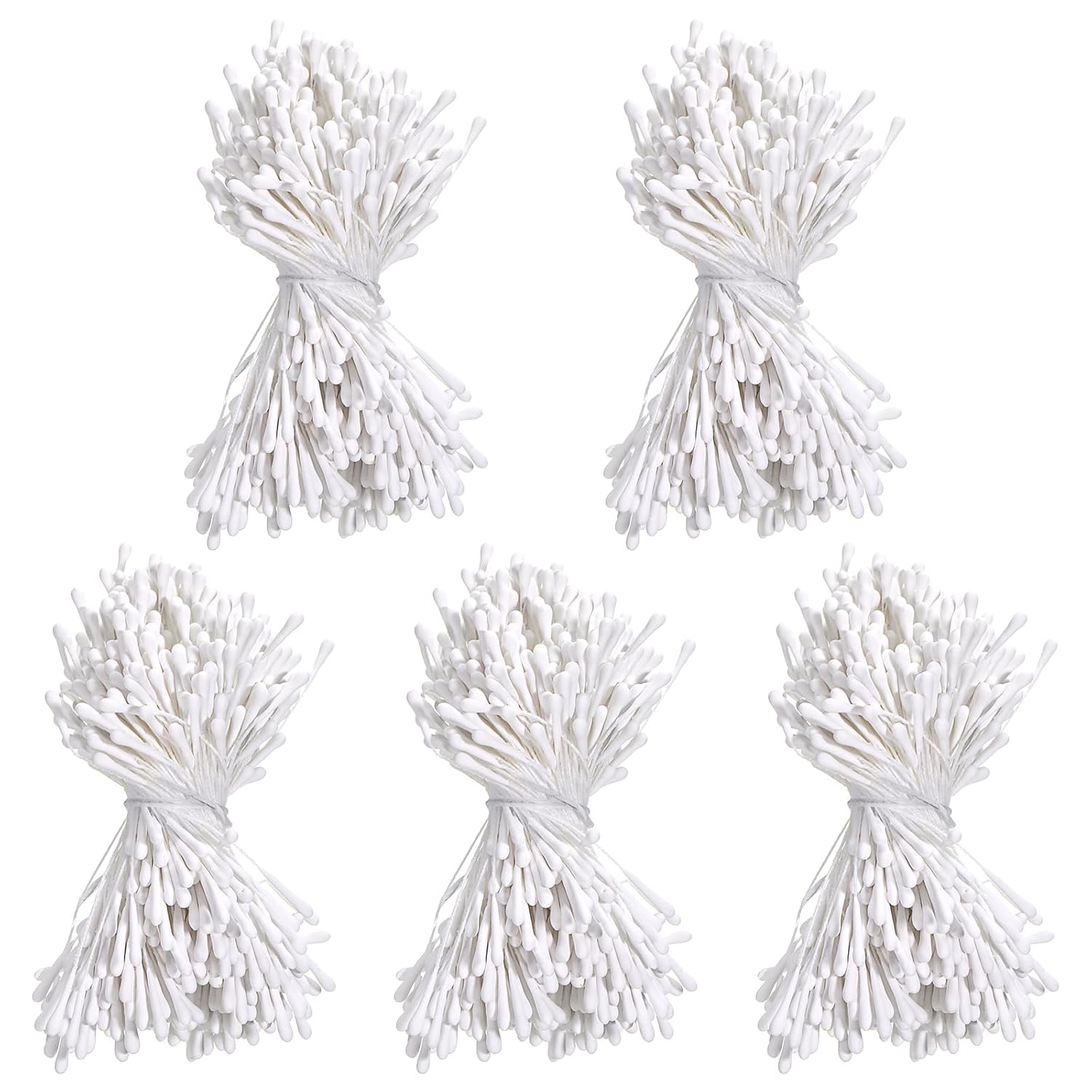 2000Pcs Artificial Floral Pollens Stamen Mini Double Heads Flower Stamen Handmade Diy Artificial Cards Pistilos Para Flores Artificiales For Wedding Christmas Flower Making Scrapbook Home Decor, White